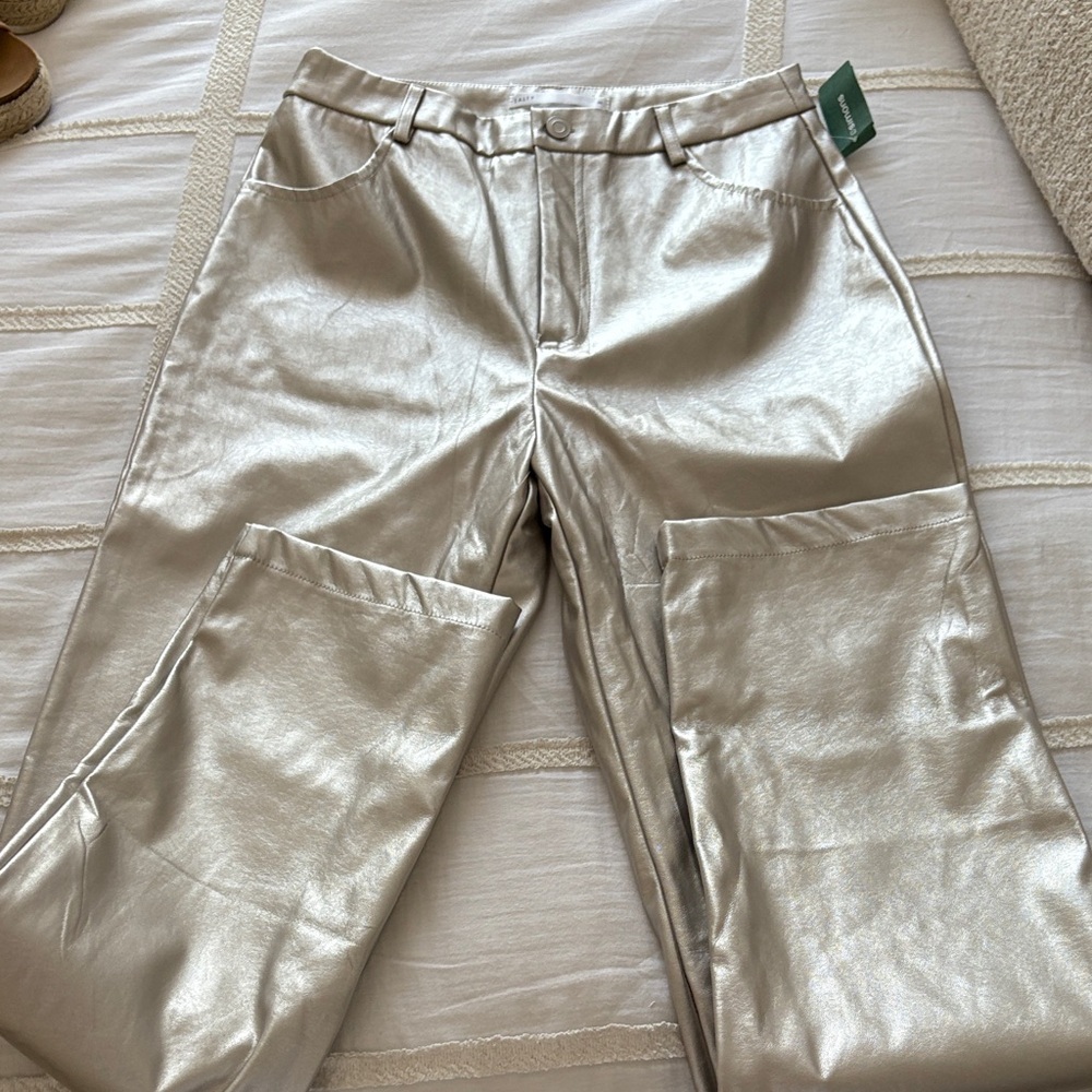 Shimmering Silver Women's Straight Leg Pants